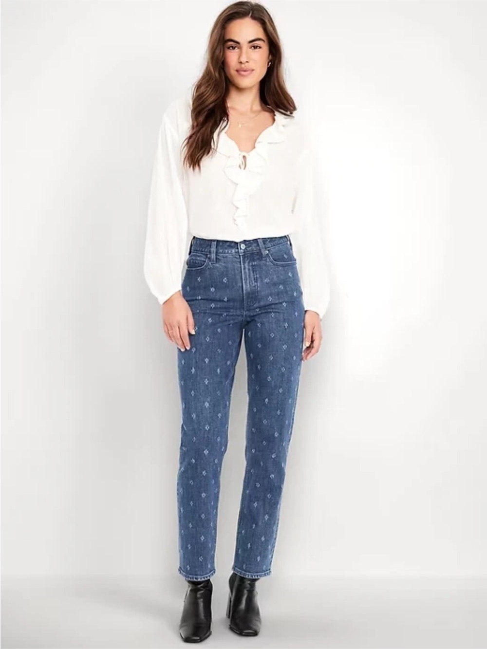 NWT Old Navy Extra High-Waisted Textured Straight Jeans, Eli Texture size 4.